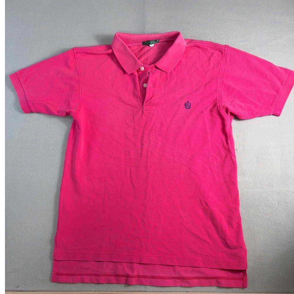 EXPRESS Hot Pink Cotton Pique Short Sleeve Polo Shirt teen Large Embroidered
